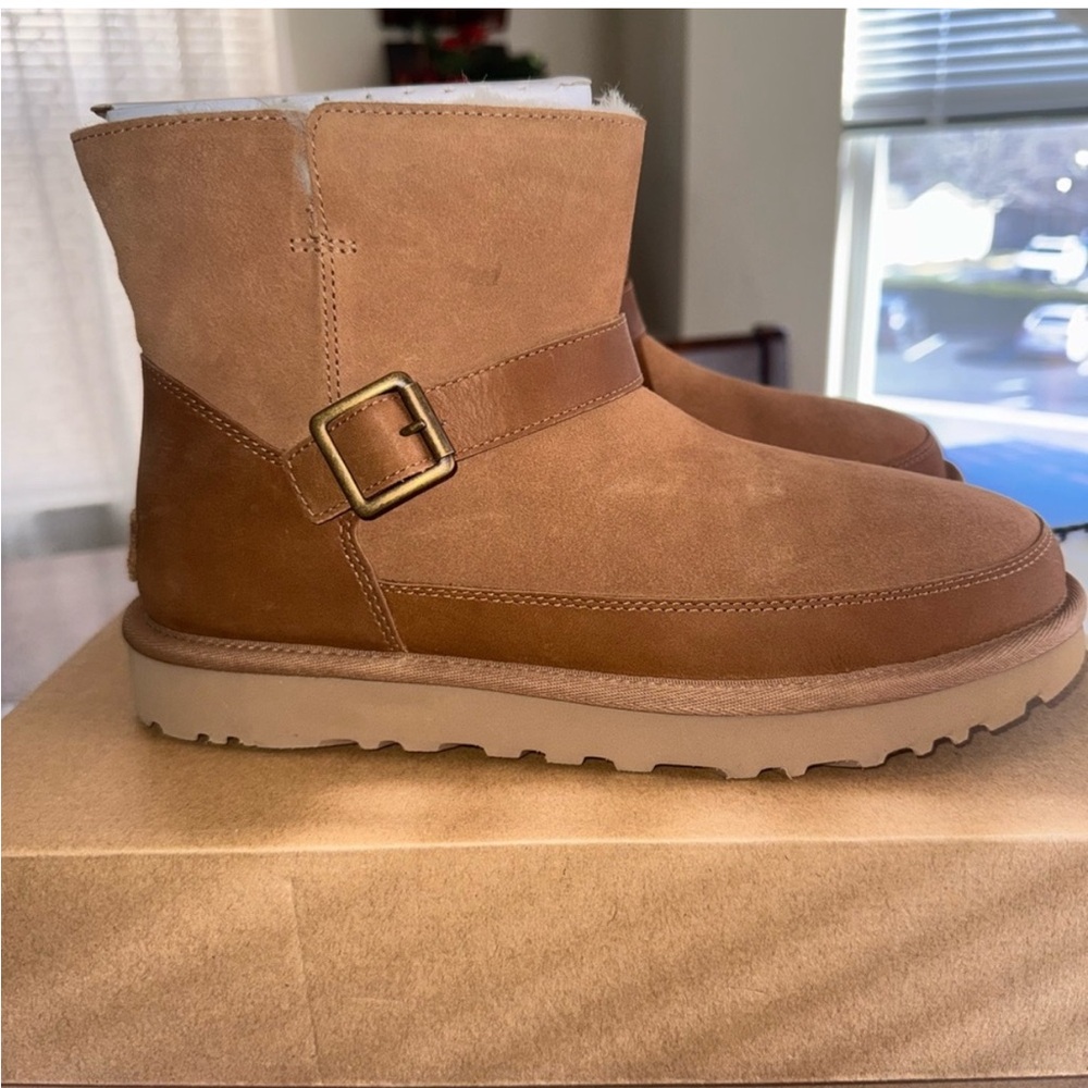 UGG Classic Mini Bellina Belted Ankle women’s Boots size 7 new/chesnut color !